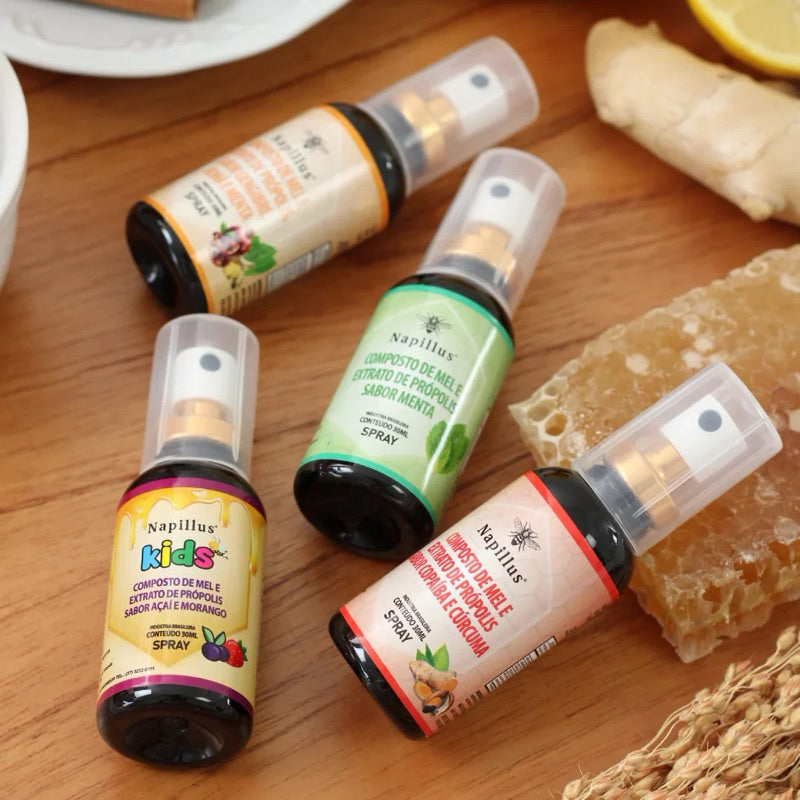 Spray Kids - Composto de Mel e Extrato De Própolis Sabor Açaí e Morango