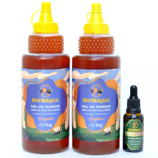 Kit 2un Mel Bisnaga 1kg + 1un Extrato De Própolis Verde