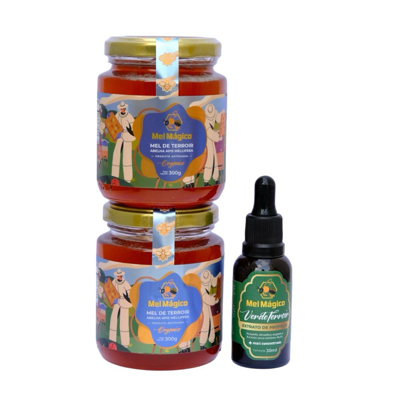 Kit 2un Vidro Redondo 300g + 1un Extrato De Própolis Verde
