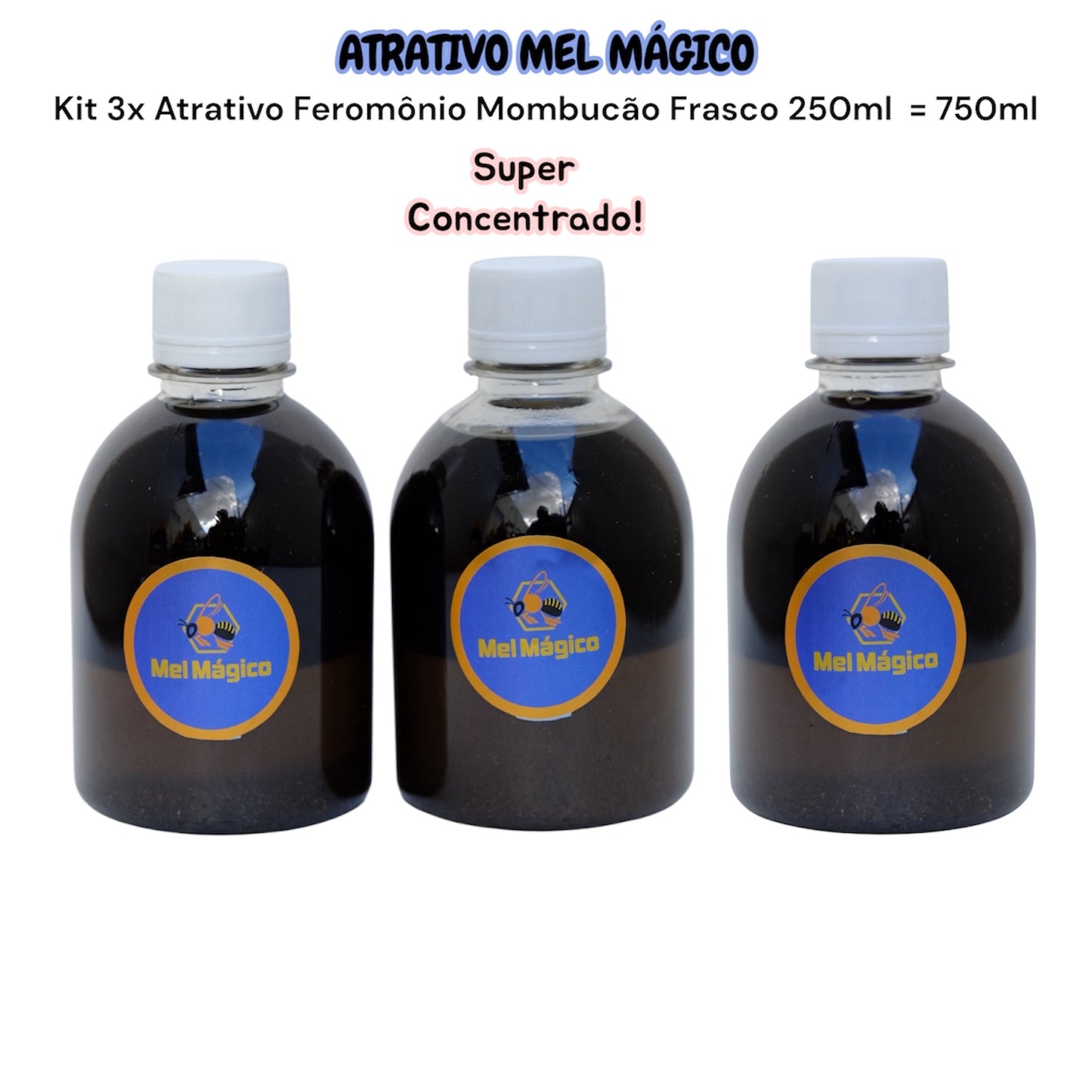 Kit 3un Atrativo Abelha Mombucão Frasco 250ml