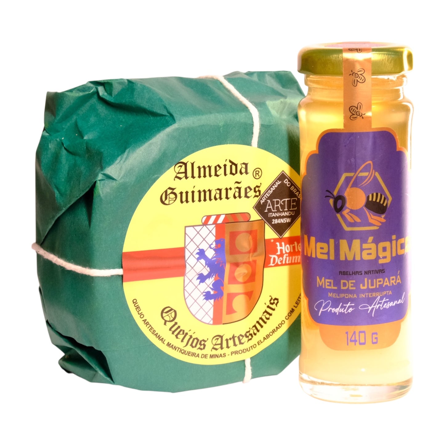 Kit Queijo Parmesão Defumado com Hortelã 500g + Mel Jupará 140g