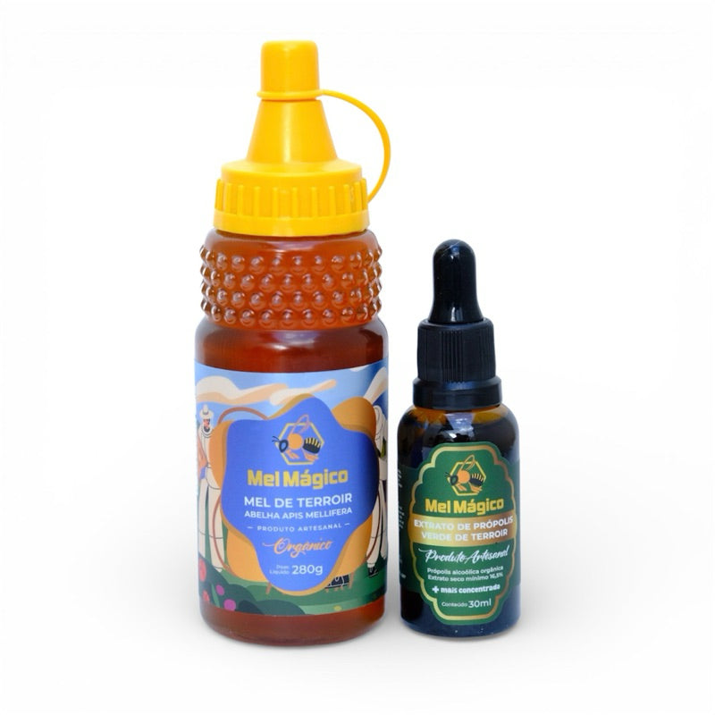 Kit 1x Mel Puro Bisnaga 280g + 1x Extrato de Própolis Verde Concentrado 30ml