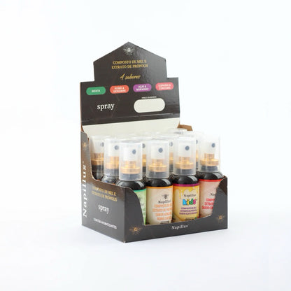 Display Sprays De Mel e Própolis Sortidos 30ml Cada - Caixa Com 12 unidades