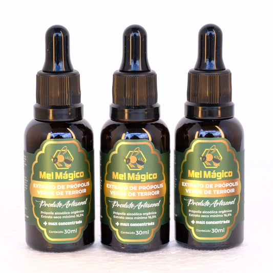 Kit 3x Extrato De Própolis Verde De Terroir - Vidro Conta Gotas 30ml