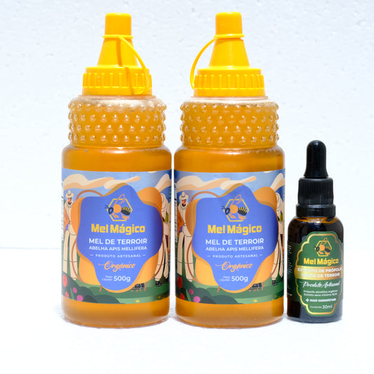 kit 2x Mel Bisnaga 500g + 1x Extrato De Própolis Verde 16,5% 30ml