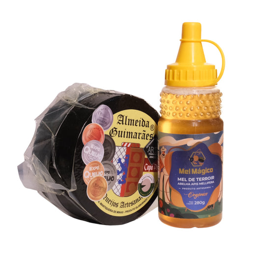 Kit 1x Queijo Mantiqueira De Minas Capa Preta 500g + 1x Mel Bisnaga Florada Cipó-uva 280g
