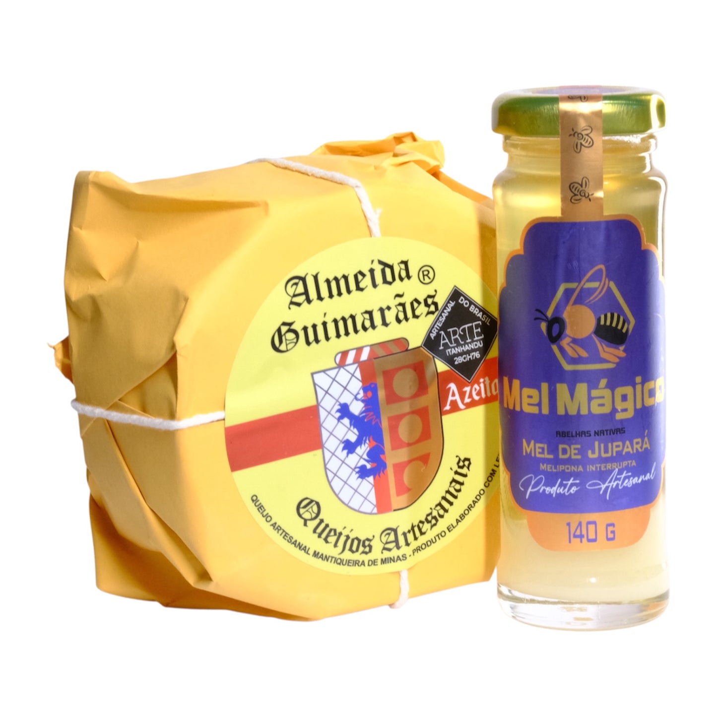 Kit Queijo Parmesão Azeitado 500g + Mel Abelha Nativa Uruçu Boca de Renda 140g