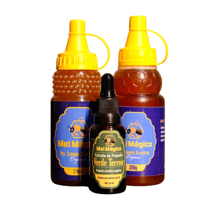 Kit 2un Mel Puro Bisnaga 280g + 1un Extrato De Própolis Verde